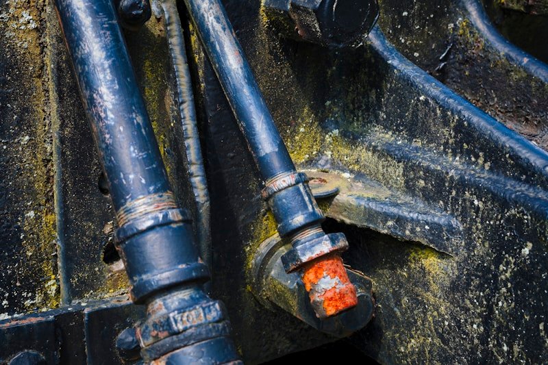 Hydraulic lines and fittings on industrial heavy equipment