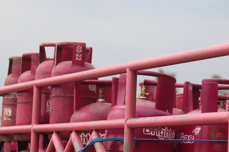 LPG gas cylinders in commercial storage facility